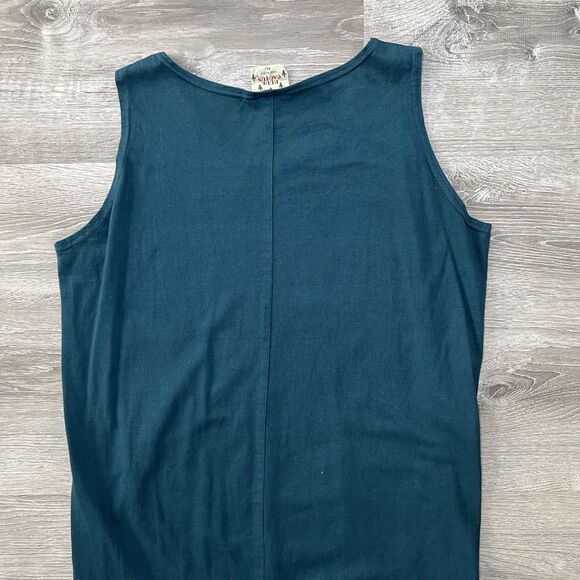 Vintage Blue Cactus Tank Top Maxi Dress Womens Size XL Blue Tribal Native USA - Picture 8 of 10